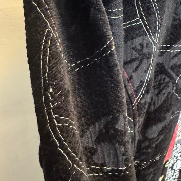 Chico’s Women’s 2 (L) Floral Patchwork Embroidered Jacket Silk Linen Blend READ - Picture 11 of 16